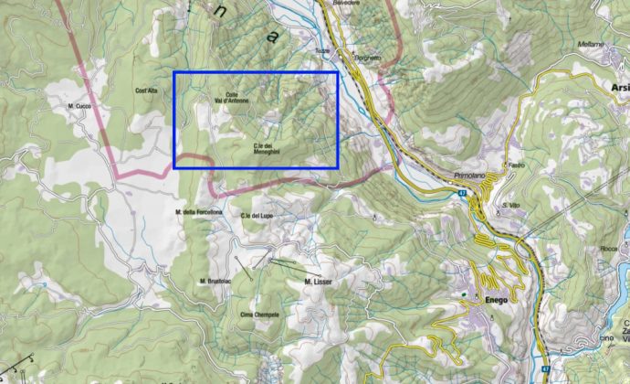 Intervento soccorso alpino mappa Marcesina