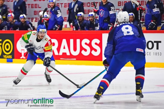 Hockey ghiaccio Italia Mondiali Helsinki Finlandia 2022 Francia Daniel Mantenuto