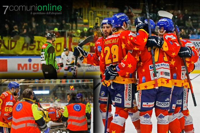 Asiago Hockey - Pioneers - infortunio Filippo Rigoni injury
