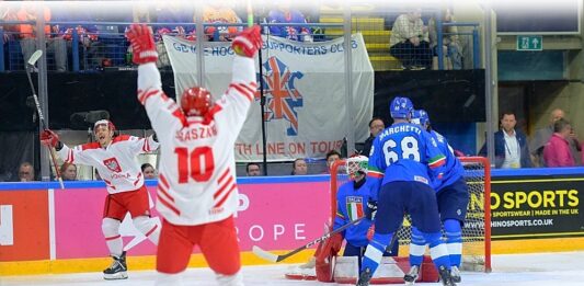 Hockey ghiaccio Italia Mondiali Nottingham Inghilterra 2023 - Polonia - Justin Fazio Michele Marchetti